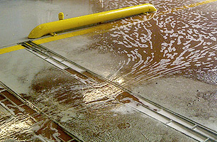 Dirt and mud removed from one pass through the under chassis wash