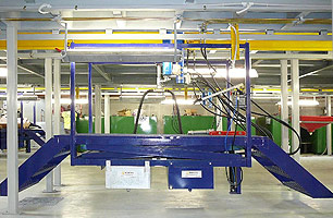Suspended Ceiling Pit showing travelling platform with stairs & lubrication tanks